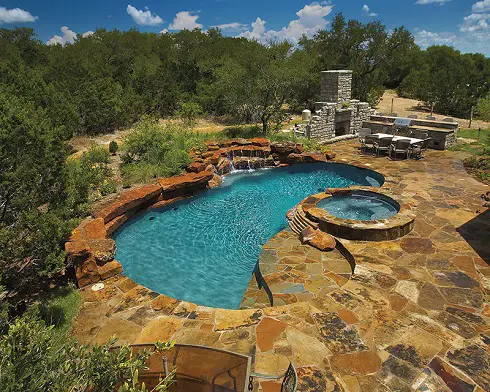 8 types of natural stone decking luxury pools outdoor for Pool design okc